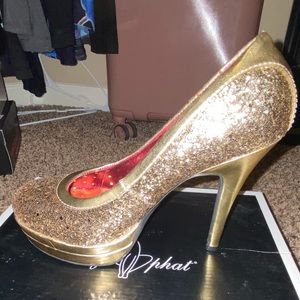 Gold studded baby phat heels